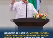 Gandeng 28 Kampus, Menteri Nusron Targetkan 14 Ribu Sertipikasi Tanah Wakaf di Sulsel Rampung dalam Satu Tahun