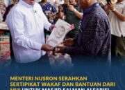 Menteri Nusron Serahkan Sertipikat Wakaf dan Bantuan dari MUI untuk Masjid Salman Alfarisi Aceh Tamiang