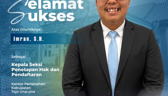 Keluarga Besar Kantor Pertanahan Kabupaten Banggai Kepulauan Mengucapkan Selamat dan sukses Atas dilantiknya Imran,.SH