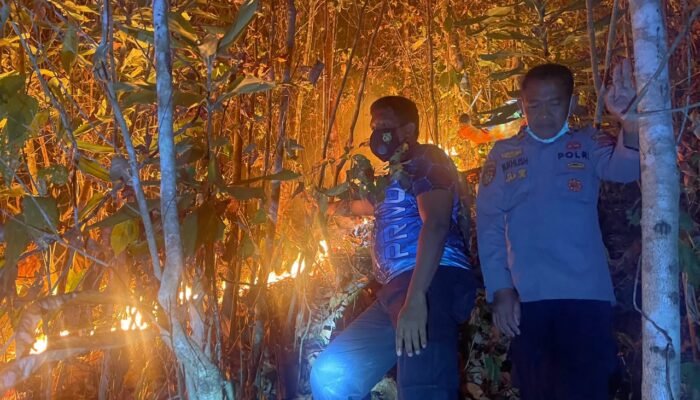 Kebakaran Lahan 4 Hektare di Desa Kautu Bangkep, Polri, Damkar, dan Warga Berjibaku Padamkan Api
